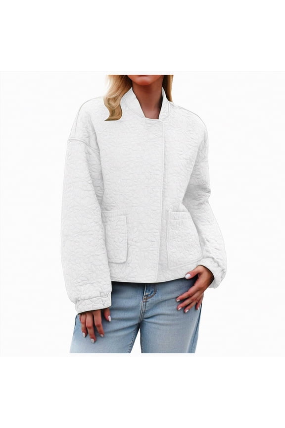 Bomber Jackets for Women Spring Fashion 2025 Cute Jacquard Coats Lightweight Zip Up Jackets Dressy Casual