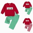 thumbnail image 1 of Towmus Boy Christmas Outfit Truck Print Sweatshirt Long Sleeve Pullover Tops & Plaid Pants Set Baby Girl Boy Fashion Clothes, 1 of 6