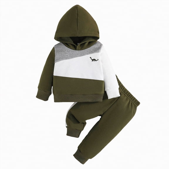 Towmus Boys Sweatsuit Long Sleeve Color Block Hoodie Sweatshirt and Jogger Pants 2PC Sets Fall Clothes Under 3 years old