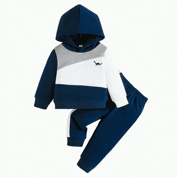 Towmus Boys Sweatsuit Long Sleeve Color Block Hoodie Sweatshirt and Jogger Pants 2PC Sets Fall Clothes Under 3 years old