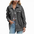 thumbnail image 1 of Towmus Casual Denim Jacket for Women Oversized Button Down Collared Long Sleeve Shirts Lightweight 2025 Fall Jackets, 1 of 9