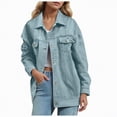thumbnail image 1 of Towmus Casual Denim Jacket for Women Oversized Button Down Collared Long Sleeve Shirts Lightweight 2025 Fall Jackets, 1 of 9