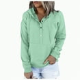 thumbnail image 1 of Towmus Casual Long Sleeve Button V Neck Pullover Sweatshirts for Women Fashion Fall Sweatshirt Solid Color Shirts, 1 of 5