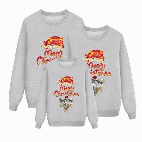 Towmus Christmas Family Crew Neck Long Sleeve Matching Set Fashion Elk Graphic Tops Casual Holiday Clothes