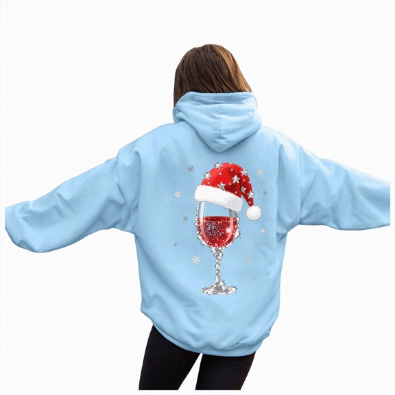 Towmus Christmas Hooded Sweatshirt for Women Warm Winter Coat Casual Graphic Sweatshirt Fall Pullover Tops