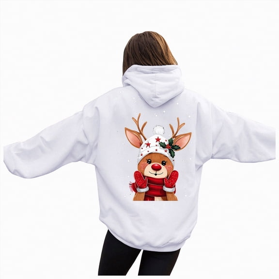 Towmus Christmas Hoodies for Women Oversized Y2k Hooded Girls Graphic Sweatshirts Casual Autumn Winter Clothes