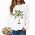 thumbnail image 1 of Towmus Christmas Palm Tree Sweatshirt for Women Funny Hawaiian Graphic Sweatshirts Crewneck Long Sleeve Casual Pullover Tops, 1 of 6