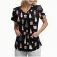 thumbnail image 1 of Towmus Christmas Scrub Tops Women Plus Size Fashion Casual Dressy Blouses Xmas Print Shirt Nurse Uniforms with Pockets S-3XL, 1 of 5