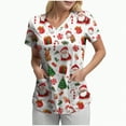 thumbnail image 1 of Towmus Christmas Scrub Tops Women Plus Size Fashion Casual Dressy Blouses Xmas Print Shirt Nurse Uniforms with Pockets S-3XL, 1 of 5