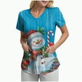 thumbnail image 1 of Towmus Christmas Scrub Tops Women Plus Size Nursing Uniforms V-Neck Short Sleeve Fun Printed Scrubs Top with Pockets S-3XL, 1 of 5
