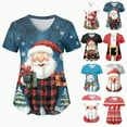 thumbnail image 1 of Towmus Christmas Scrub Tops Women Plus Size Nursing Uniforms V-Neck Short Sleeve Fun Printed Scrubs Top with Pockets S-3XL, 1 of 6