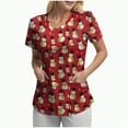 thumbnail image 1 of Towmus Christmas Scrub Tops Women Plus Size Scrub Shirt Nurse Uniforms Xmas Print V-Neck Tunic Tops with Pockets S-3XL, 1 of 5