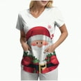 thumbnail image 1 of Towmus Christmas Scrub Tops Women Plus Size Scrub Shirt Nurse Uniforms Xmas Print V-Neck Tunic Tops with Pockets S-3XL, 1 of 5