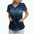 thumbnail image 1 of Towmus Christmas Scrub Tops Women Plus Size Scrub Shirt Nurse Uniforms Xmas Print V-Neck Tunic Tops with Pockets S-3XL, 1 of 5