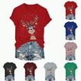 thumbnail image 1 of Towmus Christmas Shirts for Women Crew Neck Graphic Tee Tops Xmas Holiday T-Shirt, 1 of 7