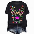 thumbnail image 1 of Towmus Christmas Shirts for Women Ugly Cute T-Shirts Elk Graphic Tee Tops Casual Crewneck Short Sleeve Pullover Black S-3XL, 1 of 6