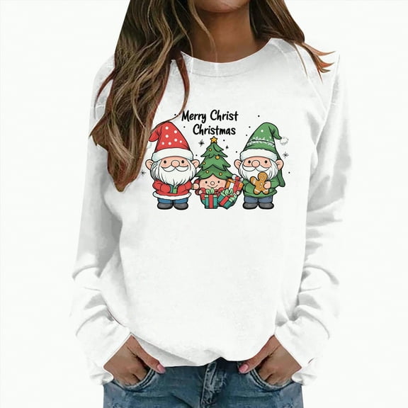 Towmus Christmas Sweatshirt for Women 2025 Funny Plus Size Print Sweatshirts Crewneck Long Sleeve Xmas Holiday Tops