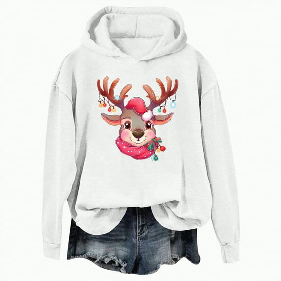 Towmus Christmas Sweatshirt for Women Funny Santa Print Graphic Casual Sweatshirts Crewneck Fall Winter Long Sleeve Pullover Tops