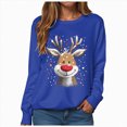 thumbnail image 1 of Towmus Christmas Sweatshirts for Women Casual Crewneck Long Sleeve Funny Elk Sequins Graphic Pullover Tops, 1 of 6
