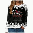 thumbnail image 1 of Towmus Christmas Sweatshirts for Women Cute Santas Hat Graphic Long Sleeve Raglan Holiday Baseball Pullover Tops, 1 of 7