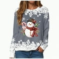 thumbnail image 1 of Towmus Christmas Sweatshirts for Women Loose Fit Snowman Printed Graphic Sweatshirts Roundneck Fall Pullover Tops, 1 of 7