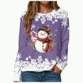 thumbnail image 1 of Towmus Christmas Sweatshirts for Women Loose Fit Snowman Printed Graphic Sweatshirts Roundneck Fall Pullover Tops, 1 of 7