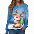 thumbnail image 1 of Towmus Christmas Tops for Women Cute Elk Printed Women Casual Long Sleeve Round Neck Sweatshirt Pullover, 1 of 6