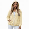 thumbnail image 1 of Towmus Drawstring Zip Up Hoodies for Women Fall Cute Jacket Oversized Casual Long Sleeve Sweatshirts Fall Spring Track Jackets with Pockets, 1 of 5