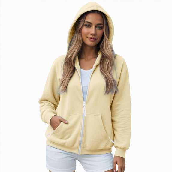 Towmus Drawstring Zip Up Hoodies for Women Fall Cute Jacket Oversized Casual Long Sleeve Sweatshirts Fall Spring Track Jackets with Pockets