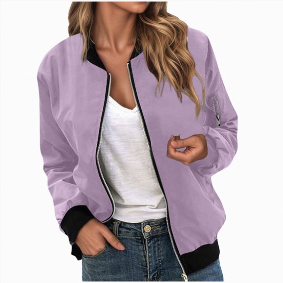Towmus Fall Jackets for Women 2025 Trendy Zip Up Bomber Jacket Lightweight Outwear Coat Spring Winter Coats