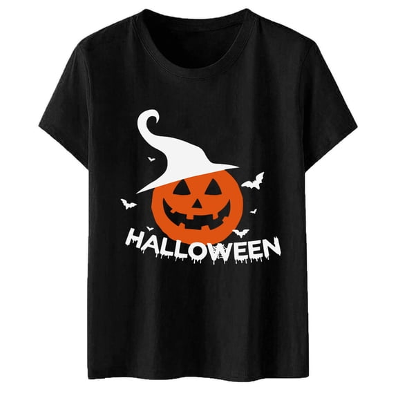 Towmus Fall Shirts for Women Letter Print Pumpkin Graphic Tops Teen Girl Thanksgiving Tee Halloween Party Shirts