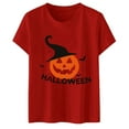 thumbnail image 1 of Towmus Fall Shirts for Women Letter Print Pumpkin Graphic Tops Teen Girl Thanksgiving Tee Halloween Party Shirts, 1 of 5