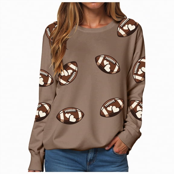 Towmus Football Sweatshirt For Women Rugby Graphic Print Sunday Casual Long Sleeve Crewneck Fall Pullover