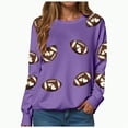 thumbnail image 1 of Towmus Football Sweatshirt For Women Rugby Graphic Print Sunday Casual Long Sleeve Crewneck Fall Pullover, 1 of 6