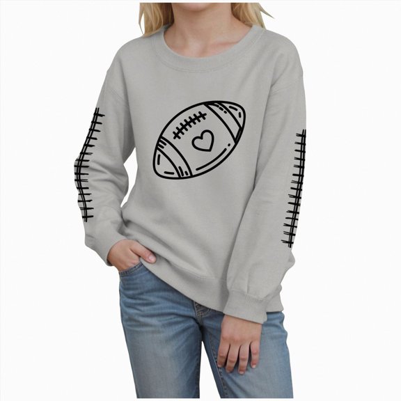 Towmus Football Sweatshirts for Girls Cute Baseball Graphic Print Crewneck Long Sleeve Shirts Fall Winter Pullover Tops Sweatshirts 6-7 Years