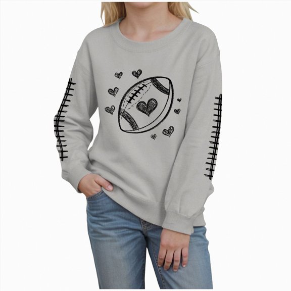 Towmus Girls Long Sleeve Rugby Football Letter Prints Warm Hoodie Sweatshirts Pullover Tops 6-7 Years