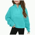 thumbnail image 1 of Towmus Girls Sweatshirt Oversized Sweatshirts Half Zip Pullover Tops for Juniors Long Sleeve Drop Shoulder Fleece Workout Pullover Solid Sweatshirt, 1 of 5