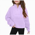 thumbnail image 1 of Towmus Girls Sweatshirt Oversized Sweatshirts Half Zip Pullover Tops for Juniors Long Sleeve Drop Shoulder Fleece Workout Pullover Solid Sweatshirt, 1 of 5