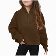 thumbnail image 1 of Towmus Girls Sweatshirt Oversized Sweatshirts Half Zip Pullover Tops for Juniors Long Sleeve Drop Shoulder Fleece Workout Pullover Solid Sweatshirt, 1 of 5