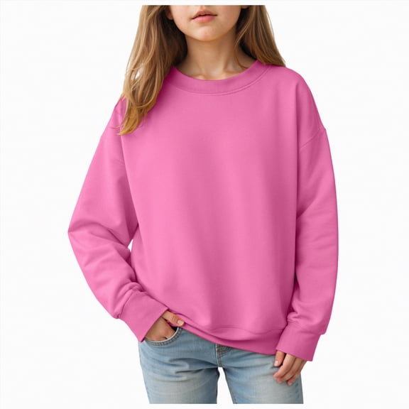 Towmus Girls Sweatshirts Cotton Crew Neck Sweat Shirts Casual Loose Long Sleeve Tops 18 Months-14 Years