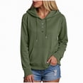 thumbnail image 1 of Towmus Half Boutton Womens Hoodies Solid Color Drawstring Casual Hooded Sweatshirts for Woman with Pocket, 1 of 6