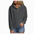thumbnail image 1 of Towmus Half Button Womens Hoodies Waffle Knit Long Sleeve Drawstring Hooded Sweatshirts for Woman With Pocket, 1 of 5