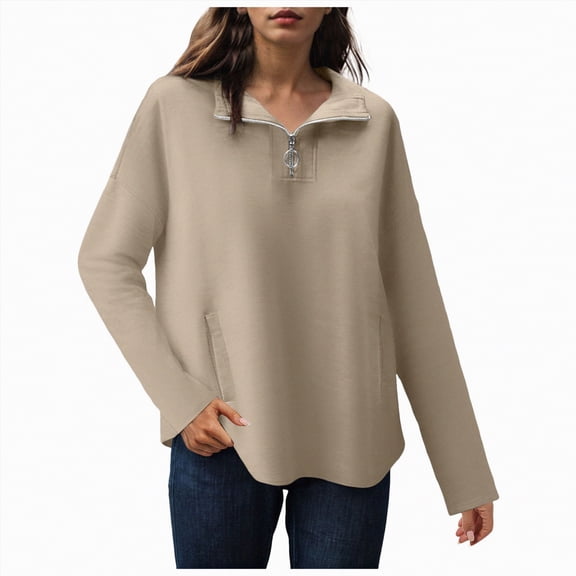 Towmus Half Zip Long Sleeve Sweatshirts Textured Casual Sweatshirts Long Sleeve Pullover Tops with Pockets
