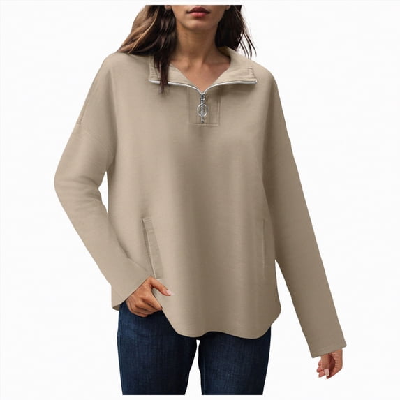 Towmus Half Zip Long Sleeve Sweatshirts Textured Casual Sweatshirts Long Sleeve Pullover Tops with Pockets