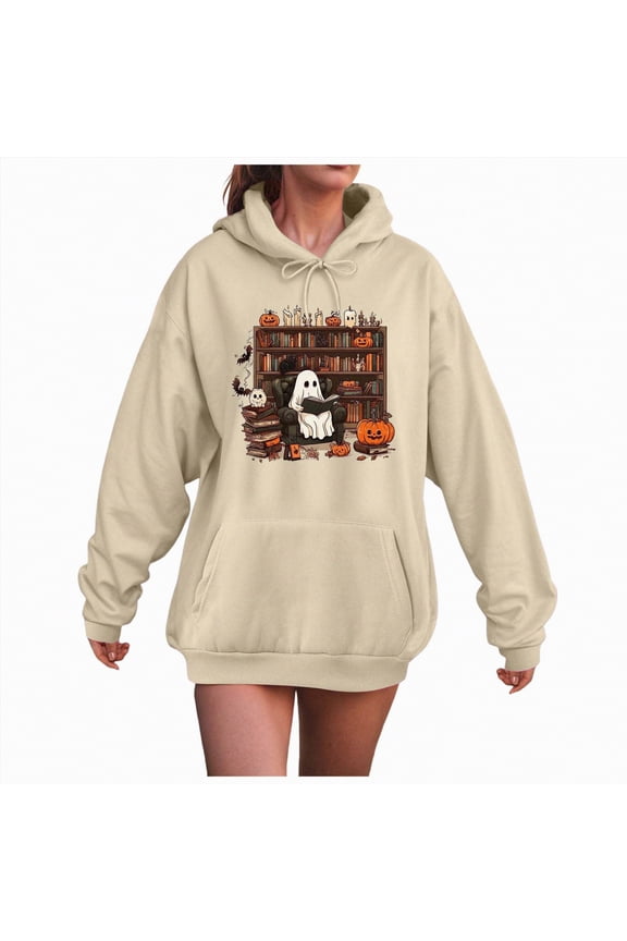 Halloween Hoodies for Women Novel Cartoon Sweatshirt Casual Long Sleeve Pullover Tops with Pockets