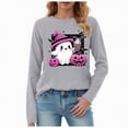 thumbnail image 1 of Towmus Halloween Shirts for Women Cute Ghost Graphic Tee Fall Long Sleeve Tops Casual Pullover Sweatshirt, 1 of 4
