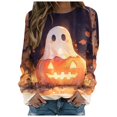 thumbnail image 1 of Towmus Halloween Shirts for Women Sweatshirt Cute Doll Graphic Pullover Tops Funny Novelty Pumpkin Print Crewneck Sweatshirts, 1 of 6