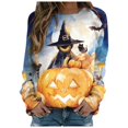 thumbnail image 1 of Towmus Halloween Shirts for Women Sweatshirt Cute Doll Graphic Pullover Tops Funny Novelty Pumpkin Print Crewneck Sweatshirts, 1 of 5