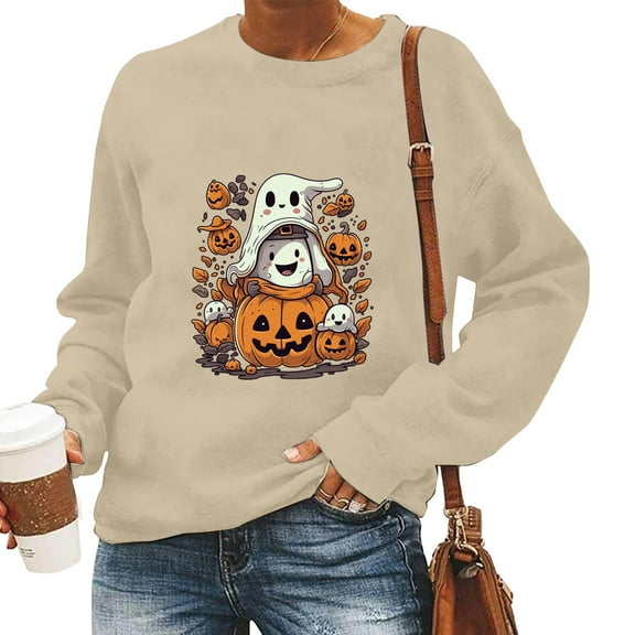 Towmus Halloween Sweatshirt Women Fall Shirts Oversized Funny Graphic Shirts Sweater Fall Pullover Tops