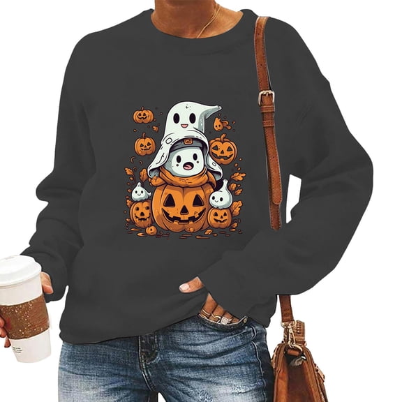 Towmus Halloween Sweatshirt Women Fall Shirts Oversized Funny Graphic Shirts Sweater Fall Pullover Tops